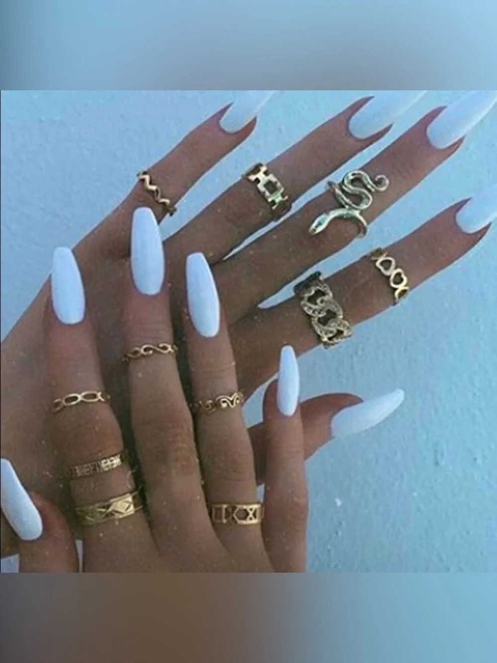 Gold 11pc Snake Ring Set